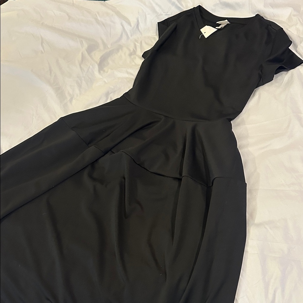 a new day Classic Black Peplum Midi Dress